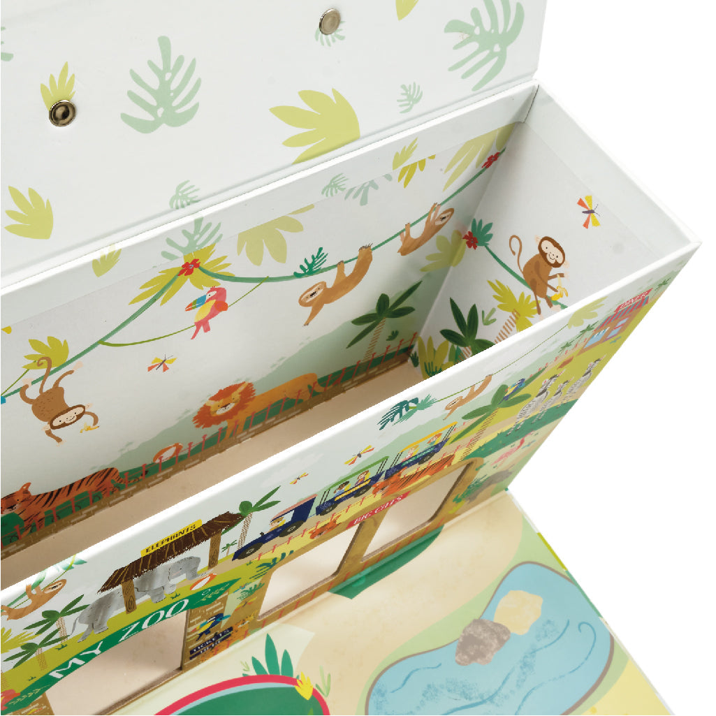 Playbox med träfigurer- Djungel & Zoo