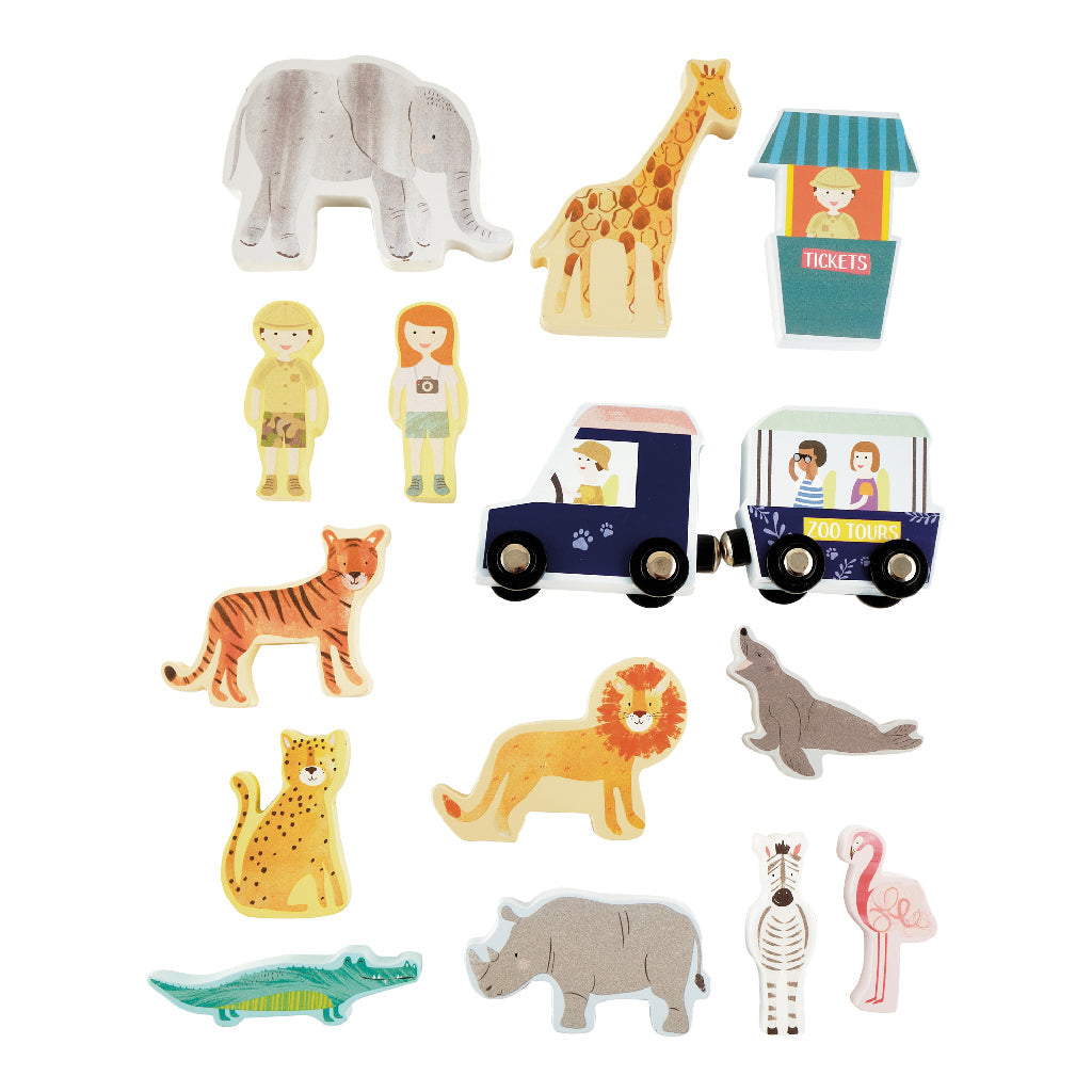 Playbox med träfigurer- Djungel & Zoo