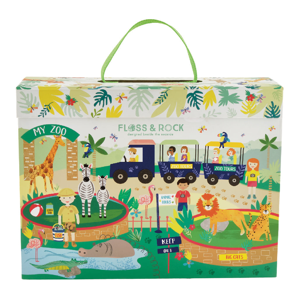Playbox med träfigurer- Djungel & Zoo