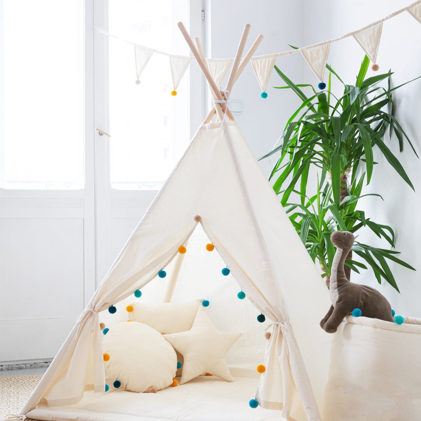 Teepee Tent Set - Rainbow Pom-Pom