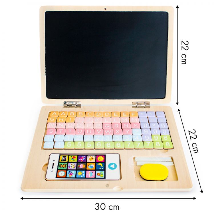 Laptop och mobil set i trä