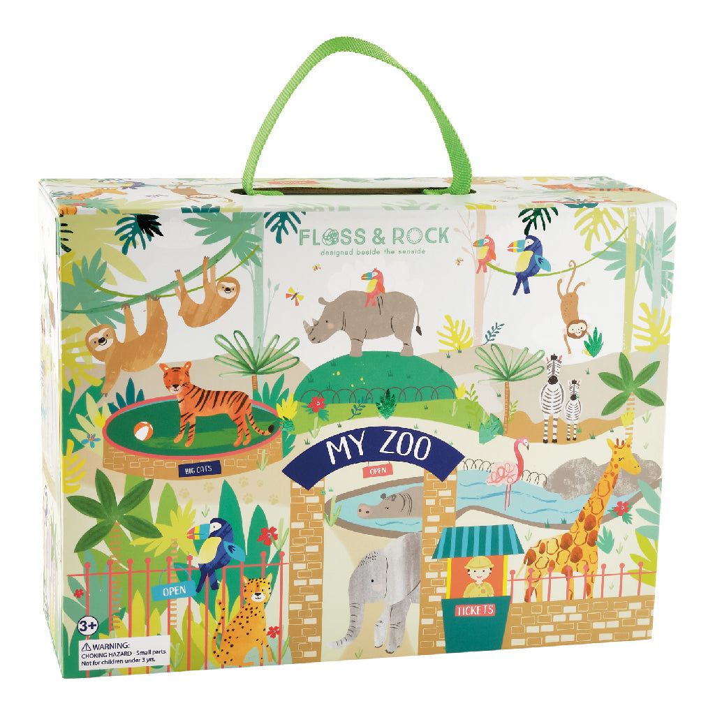 Playbox med träfigurer- Djungel & Zoo