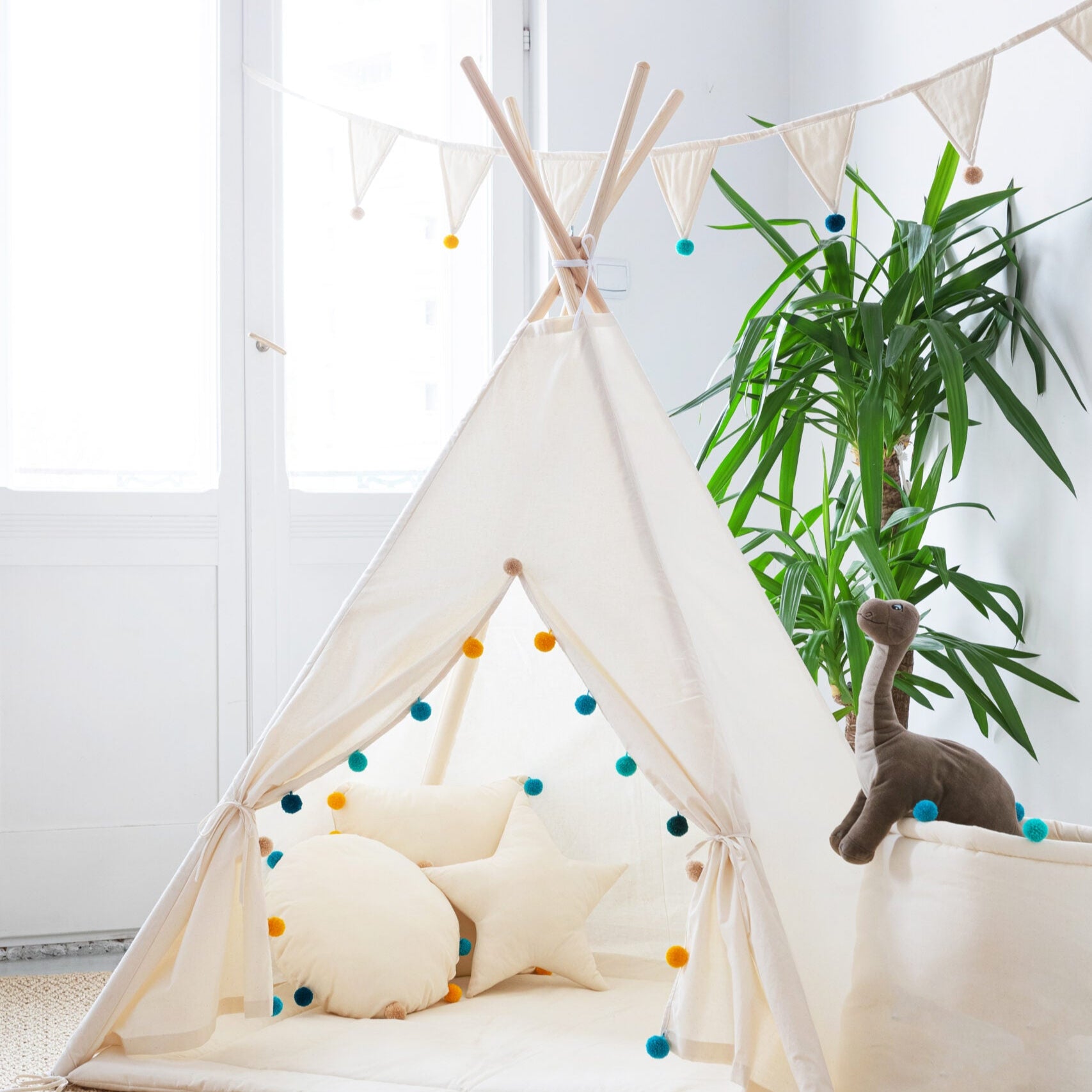 Teepee Tent Set - Rainbow Pom-Pom