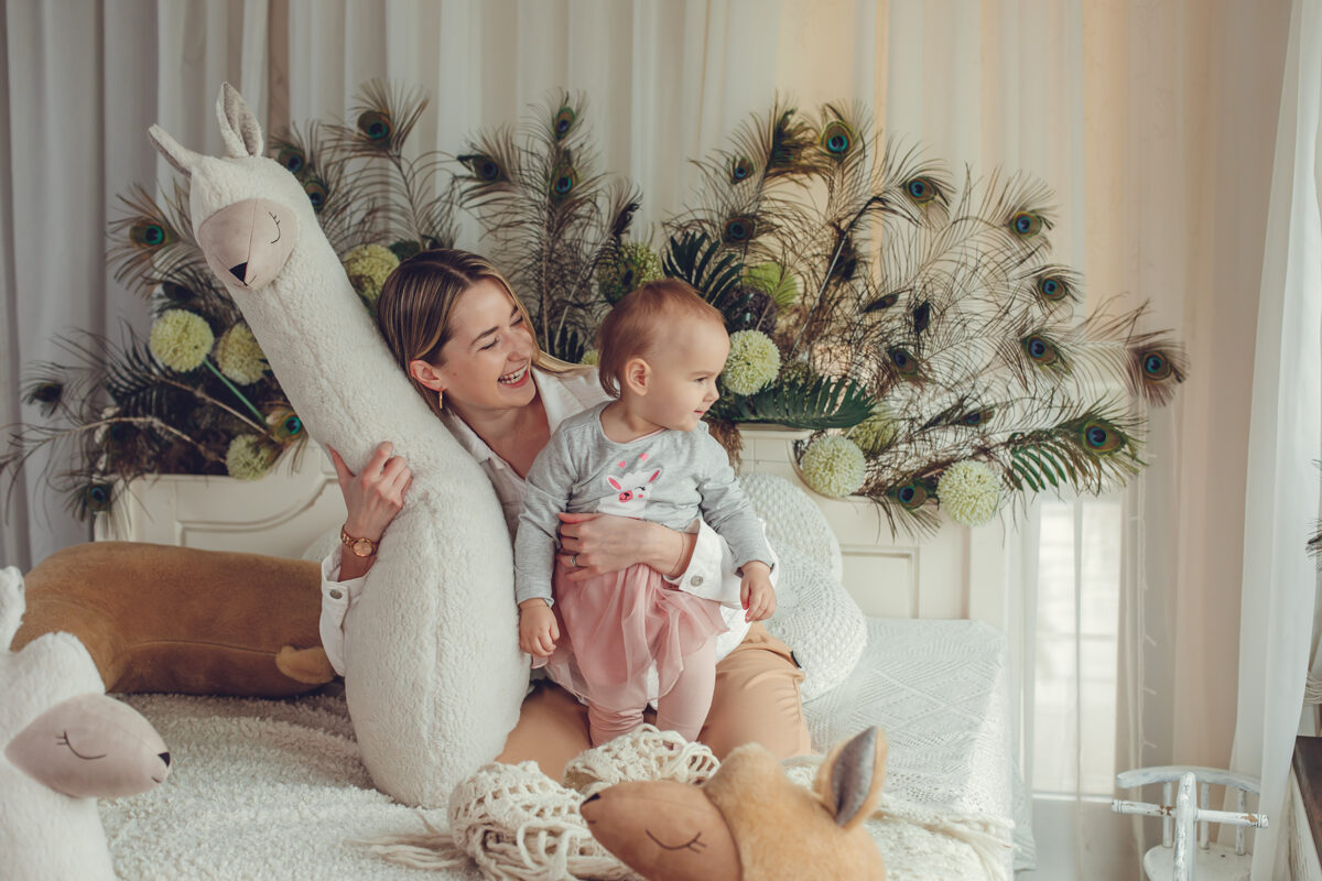 Stort mjukisdjur Alpacka- Ljus beige