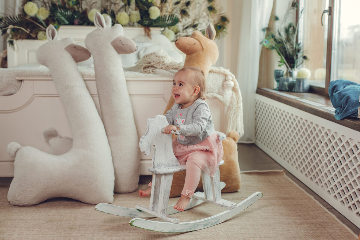Stort mjukisdjur Alpacka- Ljus beige