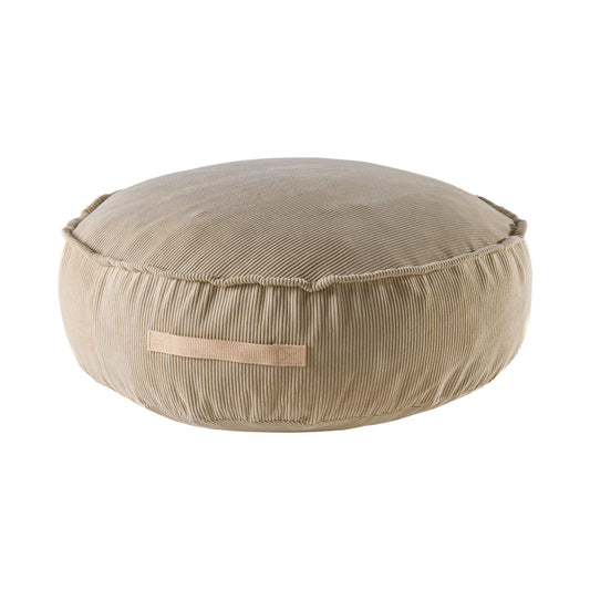 Rund sittpuff i Manchester- beige