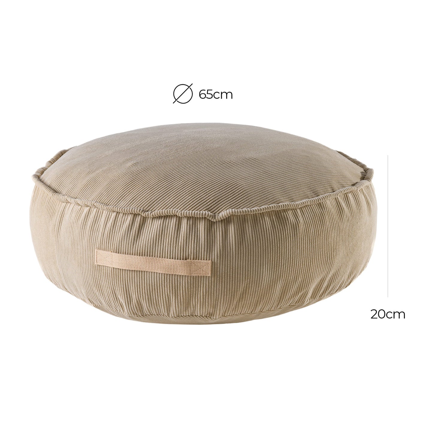 Rund sittpuff i Manchester- beige