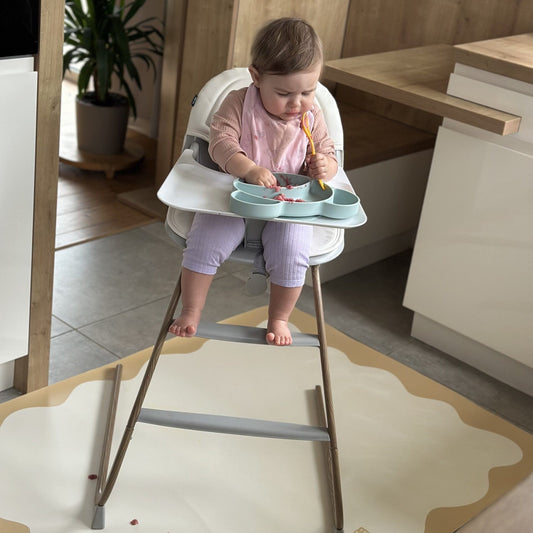 Kids Mealtime Floor Mat, Non-Slip & Waterproof - Yellow Frame